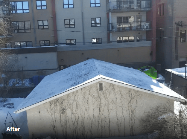 after roof snow removal shot