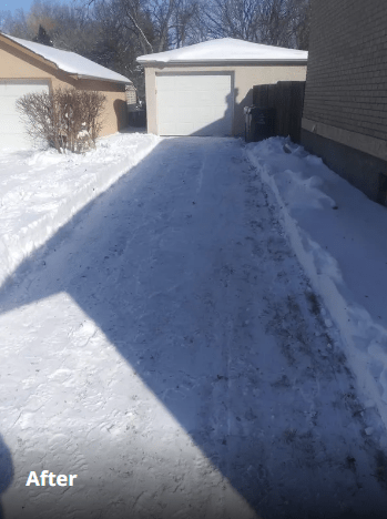 after snow removal shot driveway